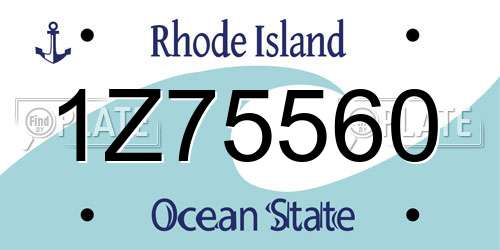 1Z75560 Rhode Island License Plate