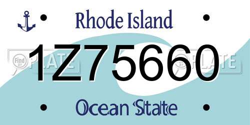 1Z75660 Rhode Island License Plate