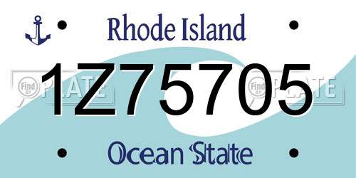 1Z75705 Rhode Island License Plate