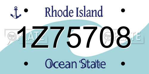 1Z75708 Rhode Island License Plate