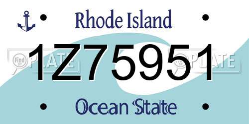 1Z75951 Rhode Island License Plate