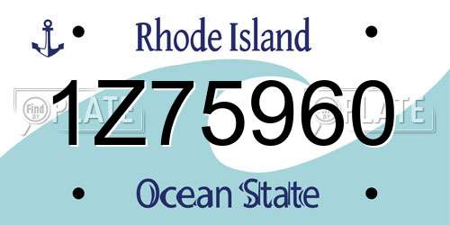 1Z75960 Rhode Island License Plate