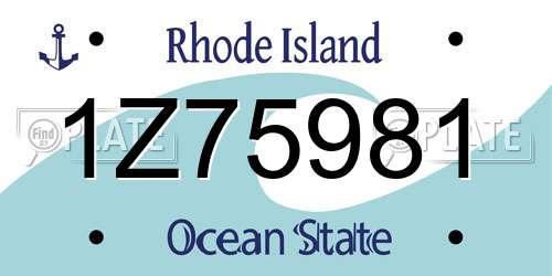 1Z75981 Rhode Island License Plate