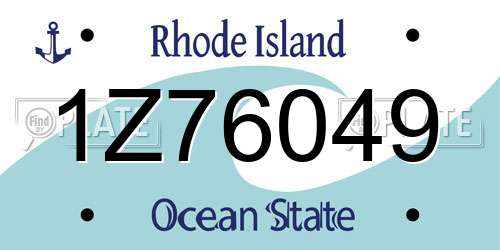 1Z76049 Rhode Island License Plate