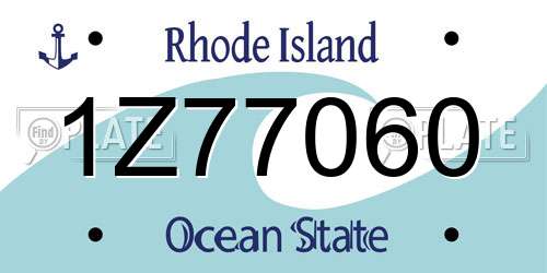 1Z77060 Rhode Island License Plate