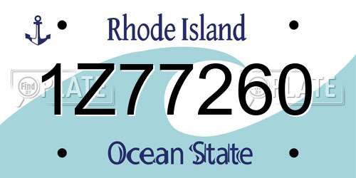 1Z77260 Rhode Island License Plate