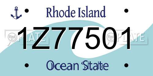 1Z77501 Rhode Island License Plate