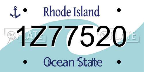 1Z77520 Rhode Island License Plate