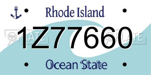 1Z77660 Rhode Island License Plate