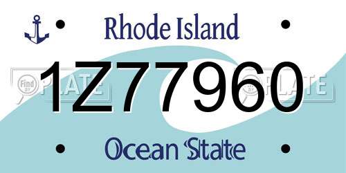 1Z77960 Rhode Island License Plate