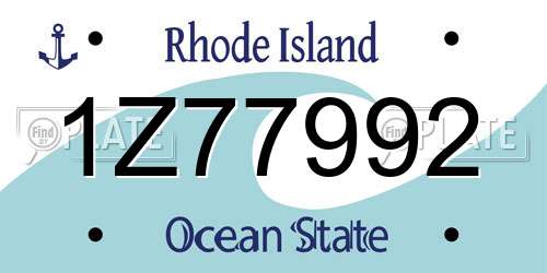 1Z77992 Rhode Island License Plate
