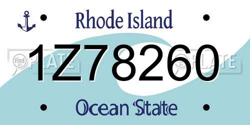 1Z78260 Rhode Island License Plate