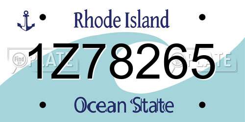 1Z78265 Rhode Island License Plate