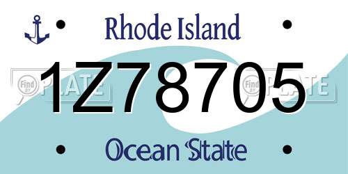 1Z78705 Rhode Island License Plate