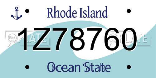 1Z78760 Rhode Island License Plate