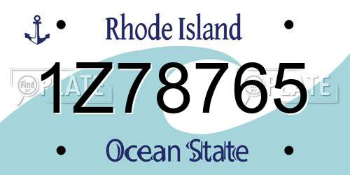 1Z78765 Rhode Island License Plate