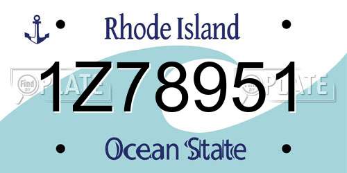 1Z78951 Rhode Island License Plate
