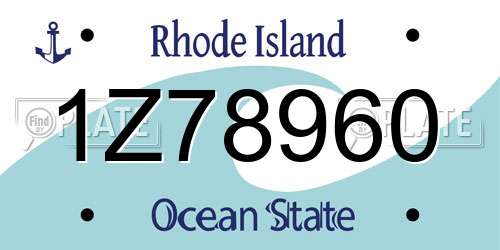 1Z78960 Rhode Island License Plate