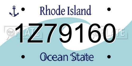 1Z79160 Rhode Island License Plate