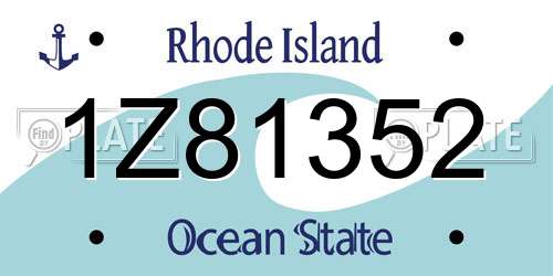 1Z81352 Rhode Island License Plate