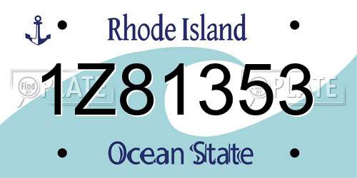 1Z81353 Rhode Island License Plate