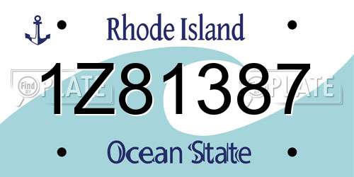 1Z81387 Rhode Island License Plate