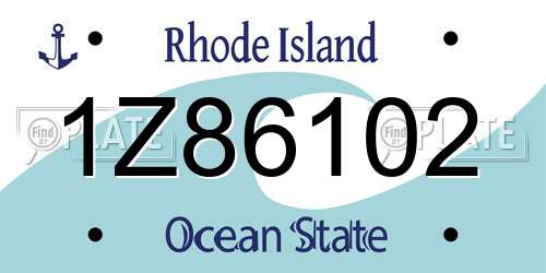 1Z86102 Rhode Island License Plate