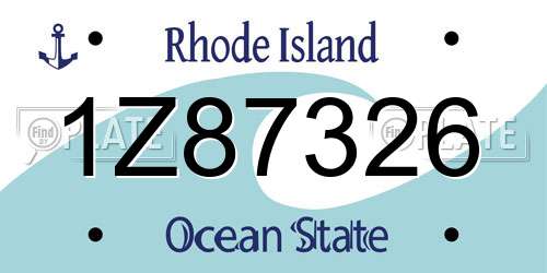 1Z87326 Rhode Island License Plate