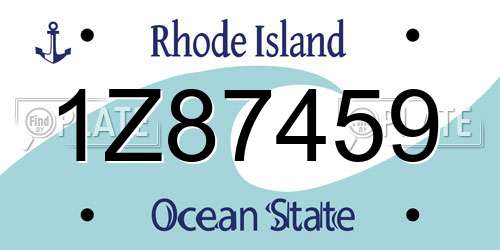 1Z87459 Rhode Island License Plate