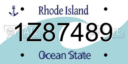 1Z87489 Rhode Island License Plate