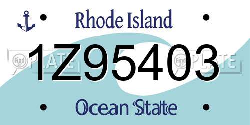 1Z95403 Rhode Island License Plate