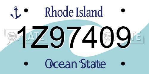 1Z97409 Rhode Island License Plate