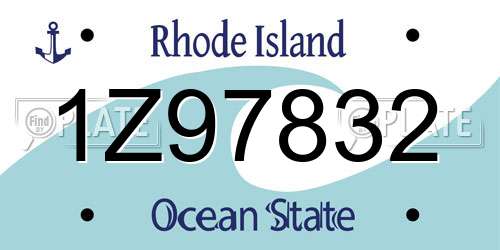 1Z97832 Rhode Island License Plate