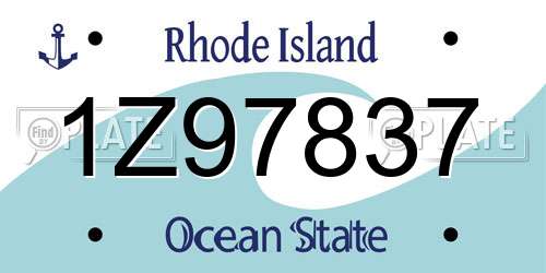 1Z97837 Rhode Island License Plate
