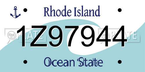 1Z97944 Rhode Island License Plate