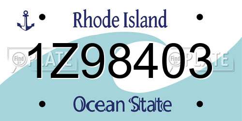 1Z98403 Rhode Island License Plate