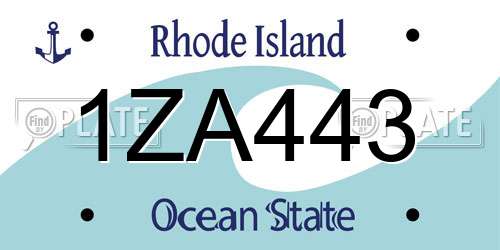1ZA443 Rhode Island License Plate
