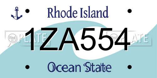 1ZA554 Rhode Island License Plate