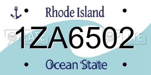 1ZA6502 Rhode Island License Plate