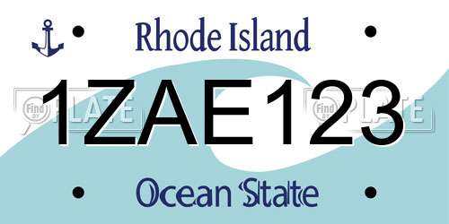 1ZAE123 Rhode Island License Plate