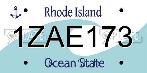 1ZAE173 Rhode Island License Plate