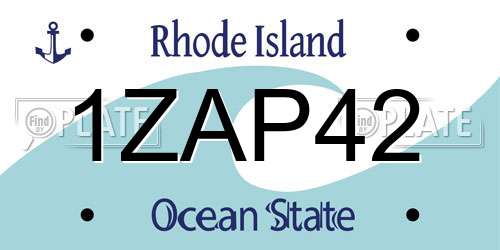 1ZAP42 Rhode Island License Plate