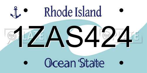 1ZAS424 Rhode Island License Plate