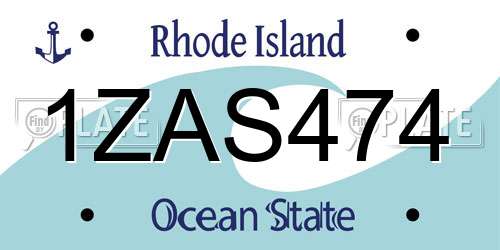 1ZAS474 Rhode Island License Plate