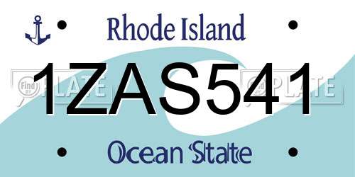 1ZAS541 Rhode Island License Plate