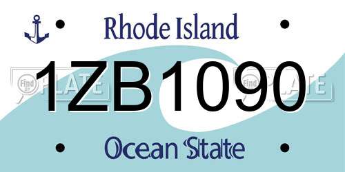 1ZB1090 Rhode Island License Plate