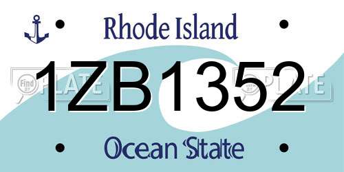 1ZB1352 Rhode Island License Plate