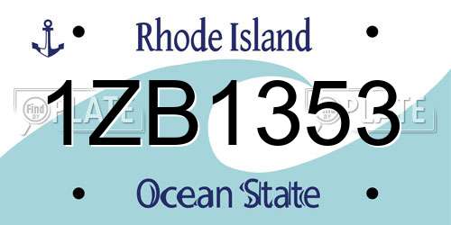 1ZB1353 Rhode Island License Plate