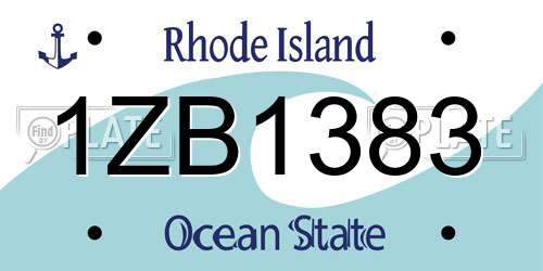 1ZB1383 Rhode Island License Plate