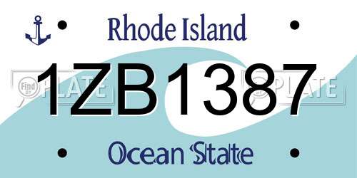 1ZB1387 Rhode Island License Plate